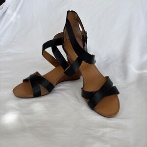 Franco Sarto Wedge Heel Sandals Black Sz 7.5